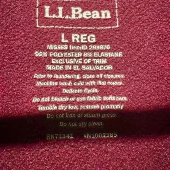 L.L. Bean Athletic Maroon Misses Zip Up size Large - Picture 3 of 4